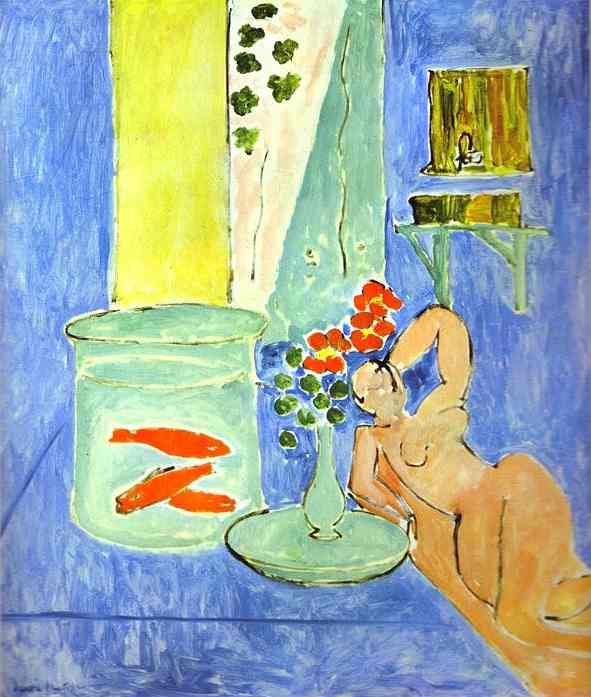 Wikioo.org - The Encyclopedia of Fine Arts - Painting, Artwork by Henri Matisse - Red Fish and a Sculpture