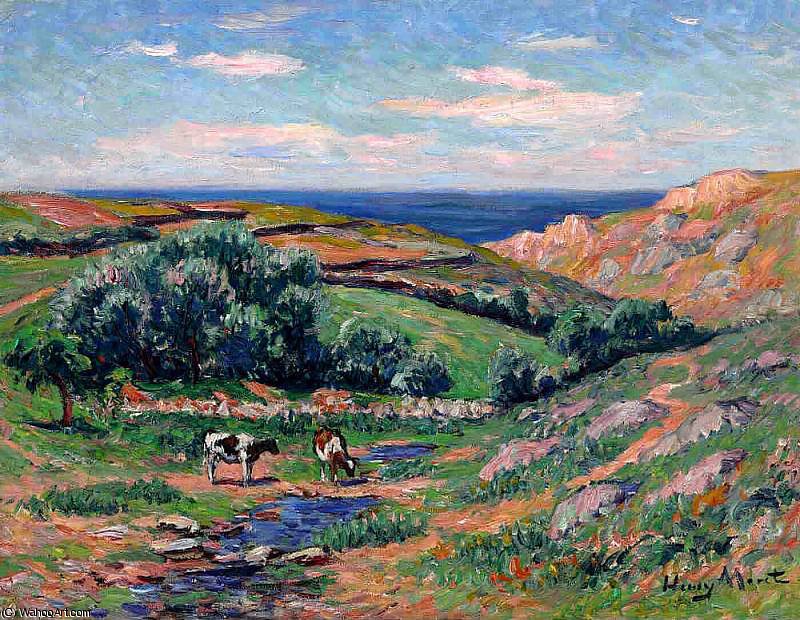 Wikioo.org - The Encyclopedia of Fine Arts - Painting, Artwork by Henri Moret - A Valley in Sadaine the Bay of Douarnenez