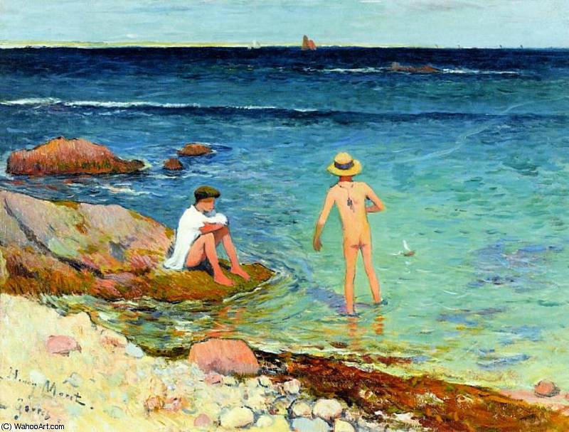 Wikioo.org - The Encyclopedia of Fine Arts - Painting, Artwork by Henri Moret - Bathers at Gavres
