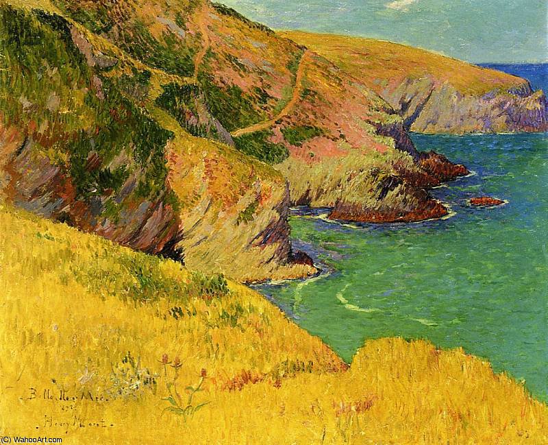 Wikioo.org - The Encyclopedia of Fine Arts - Painting, Artwork by Henri Moret - Belle _le en Mer Cliffs