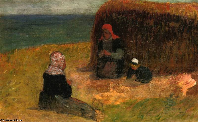 Wikioo.org - The Encyclopedia of Fine Arts - Painting, Artwork by Henri Moret - Breton Women witih Haystack