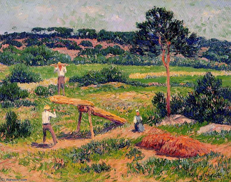 Wikioo.org - The Encyclopedia of Fine Arts - Painting, Artwork by Henri Moret - Bretons Working with Wood