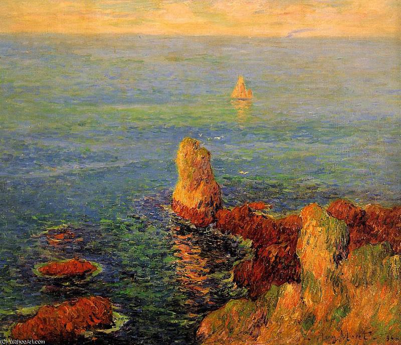 WikiOO.org - دایره المعارف هنرهای زیبا - نقاشی، آثار هنری Henri Moret - Calm Sea at LIle de Groux