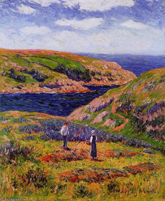 Wikioo.org - The Encyclopedia of Fine Arts - Painting, Artwork by Henri Moret - Cliffs at Clohars Carnoet