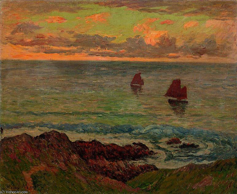 Wikioo.org - The Encyclopedia of Fine Arts - Painting, Artwork by Henri Moret - Evening at Doelan