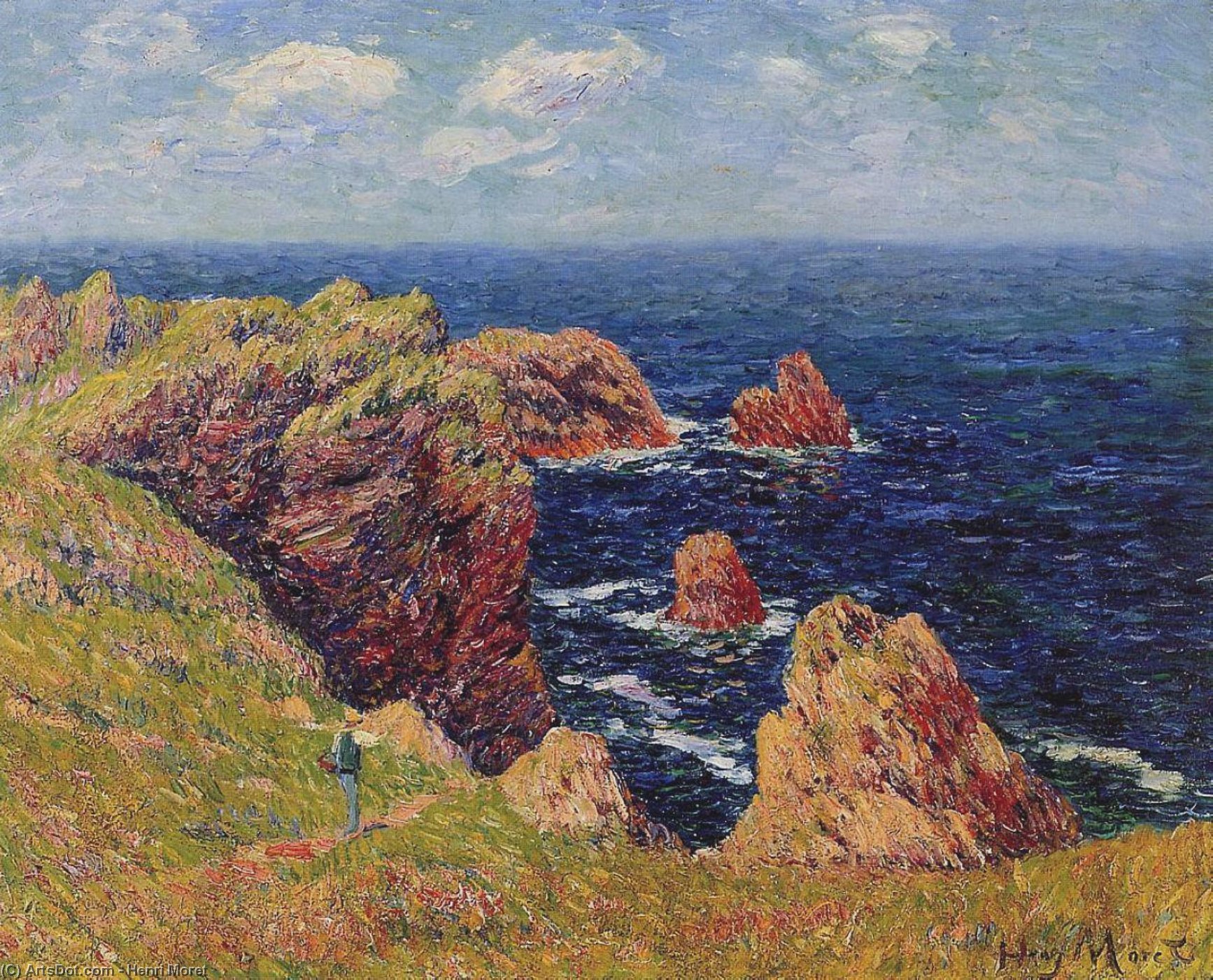 WikiOO.org - Енциклопедия за изящни изкуства - Живопис, Произведения на изкуството Henri Moret - Promenade on the Coastal Path
