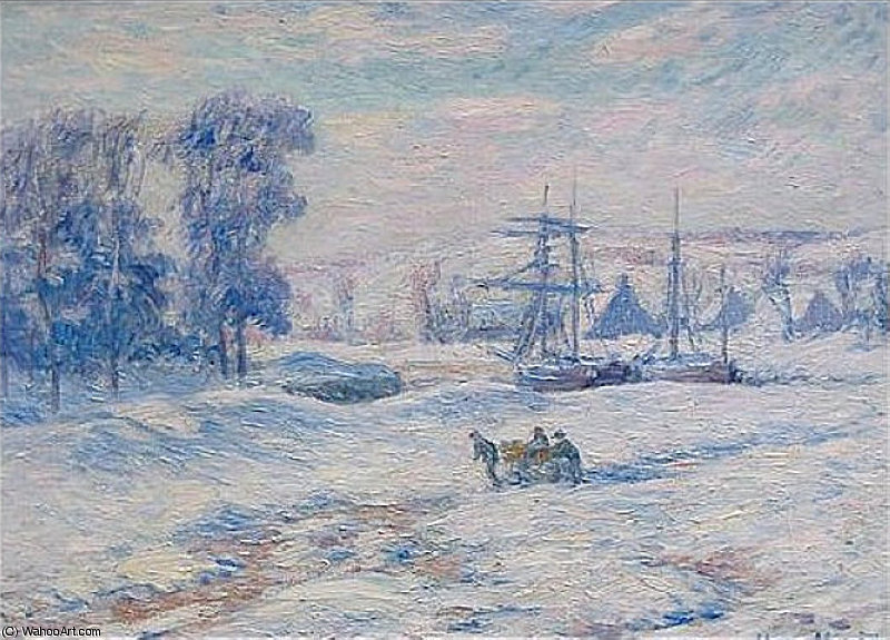 Wikioo.org - The Encyclopedia of Fine Arts - Painting, Artwork by Henri Moret - Snow at Quimper
