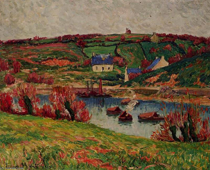 WikiOO.org - Encyclopedia of Fine Arts - Målning, konstverk Henri Moret - The River at Douaelan sur Mer