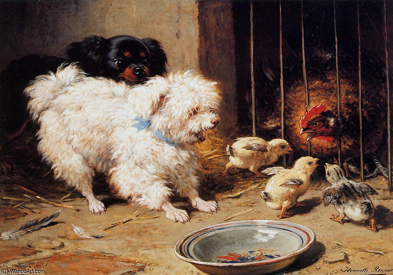 Wikioo.org - The Encyclopedia of Fine Arts - Painting, Artwork by Henriette Ronner Knip - attack and defense sun