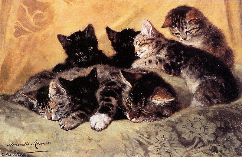 Wikioo.org - The Encyclopedia of Fine Arts - Painting, Artwork by Henriette Ronner Knip - contemplation time sun