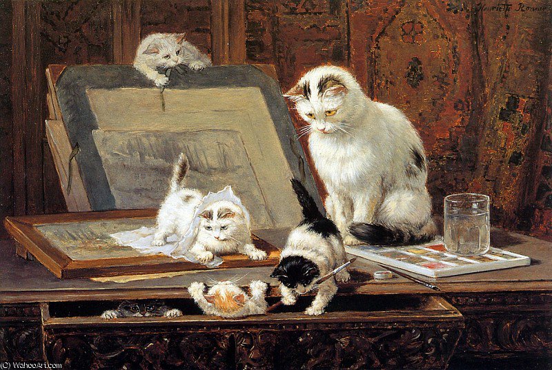 Wikioo.org - The Encyclopedia of Fine Arts - Painting, Artwork by Henriette Ronner Knip - drawing sun
