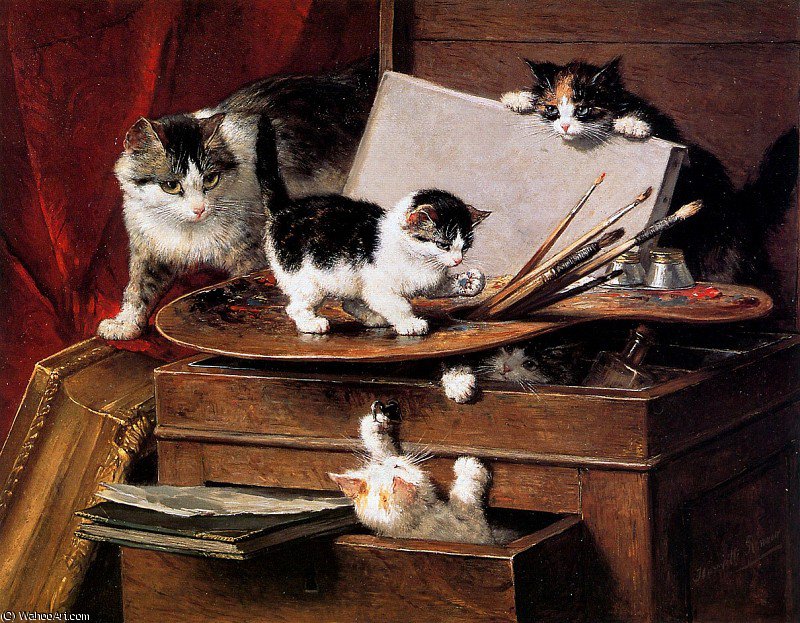 Wikioo.org - The Encyclopedia of Fine Arts - Painting, Artwork by Henriette Ronner Knip - les debutants sun