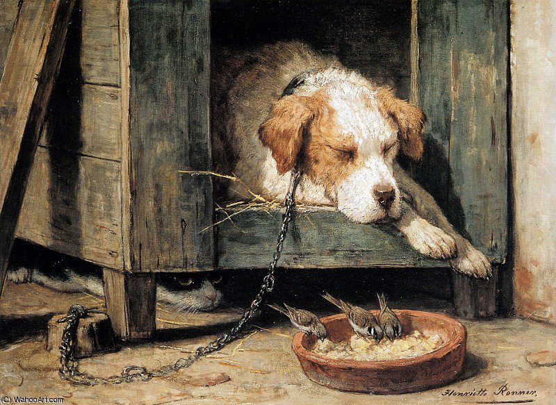 Wikioo.org - The Encyclopedia of Fine Arts - Painting, Artwork by Henriette Ronner Knip - Les parasites Sun