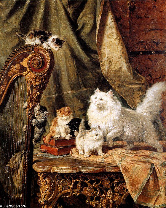 Wikioo.org - The Encyclopedia of Fine Arts - Painting, Artwork by Henriette Ronner Knip - Musical interlude Sun