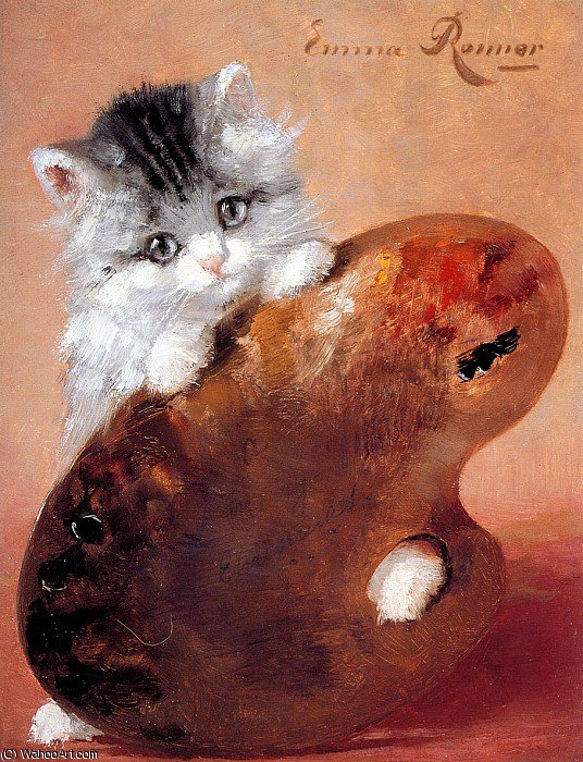 Wikioo.org - The Encyclopedia of Fine Arts - Painting, Artwork by Henriette Ronner Knip - emma kitten sun