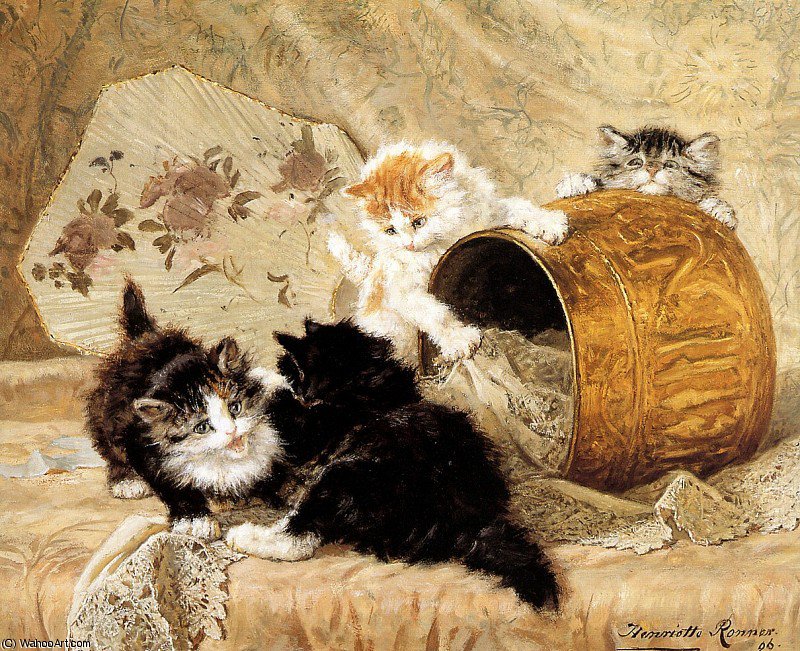 Wikioo.org - The Encyclopedia of Fine Arts - Painting, Artwork by Henriette Ronner Knip - the brass kettle sun