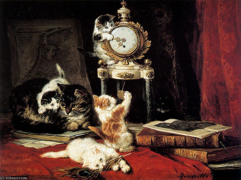 Wikioo.org - The Encyclopedia of Fine Arts - Painting, Artwork by Henriette Ronner Knip - the correct time sun