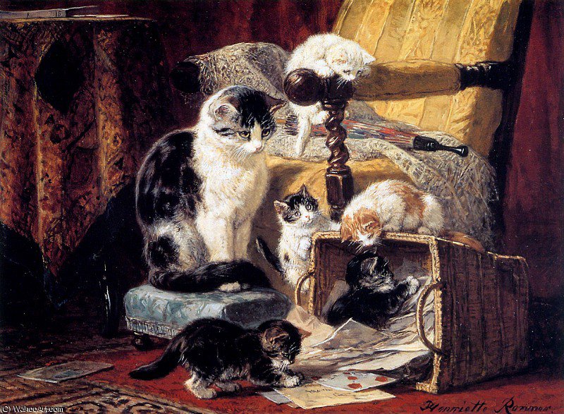 Wikioo.org - The Encyclopedia of Fine Arts - Painting, Artwork by Henriette Ronner Knip - the paper basket sun