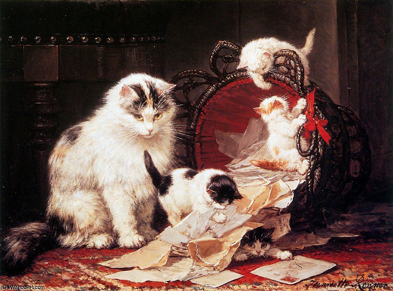 Wikioo.org - The Encyclopedia of Fine Arts - Painting, Artwork by Henriette Ronner Knip - the shredding basket sun