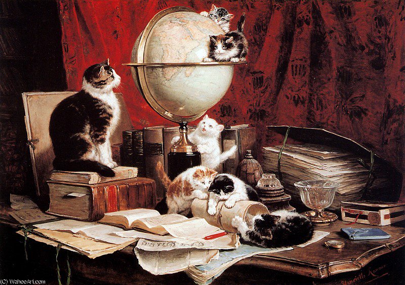 Wikioo.org - The Encyclopedia of Fine Arts - Painting, Artwork by Henriette Ronner Knip - travel around the world sun