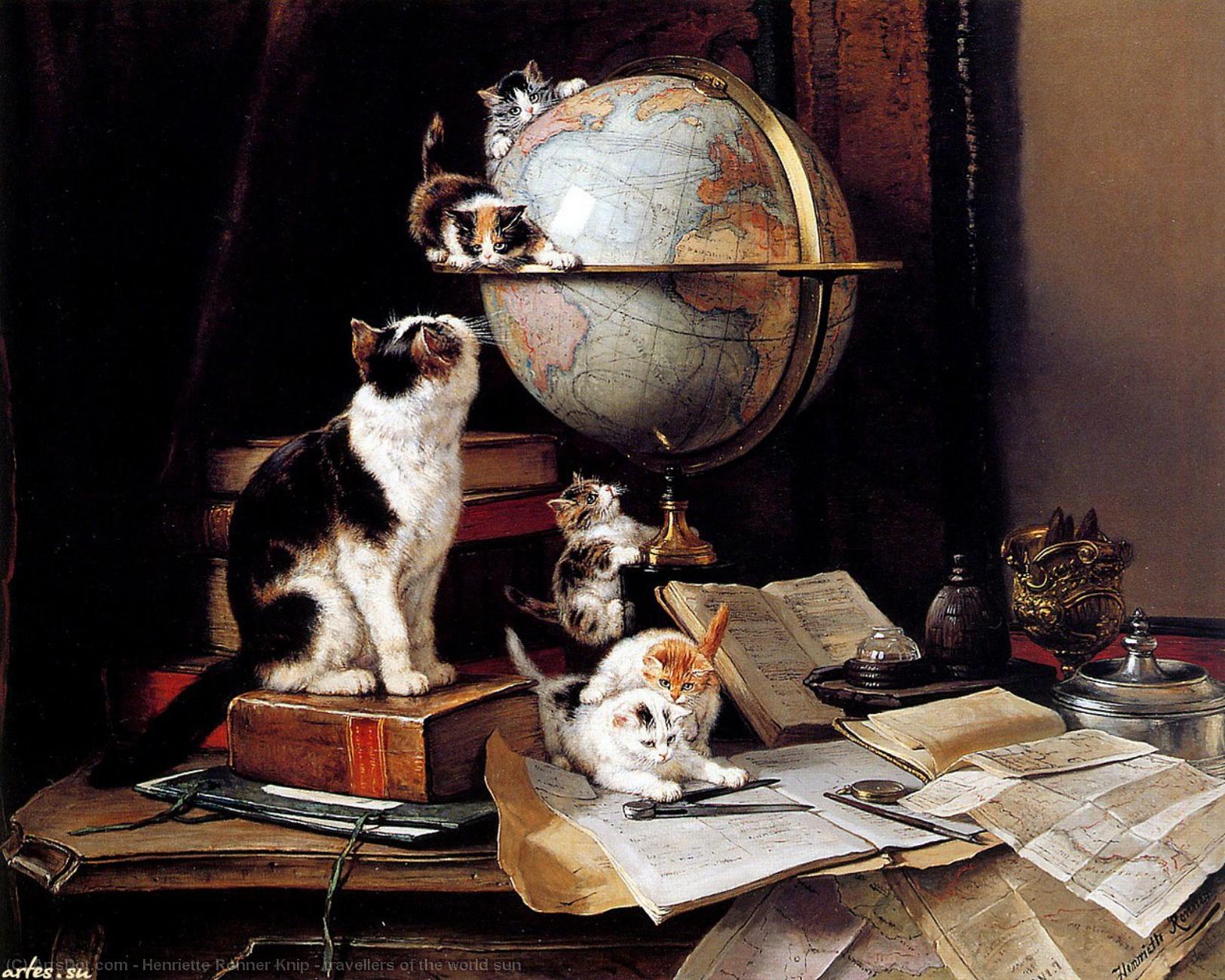 Wikioo.org - The Encyclopedia of Fine Arts - Painting, Artwork by Henriette Ronner Knip - travellers of the world sun