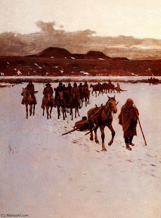 Wikioo.org - The Encyclopedia of Fine Arts - Painting, Artwork by Henry F Farny - the departure of the buffalo hunt