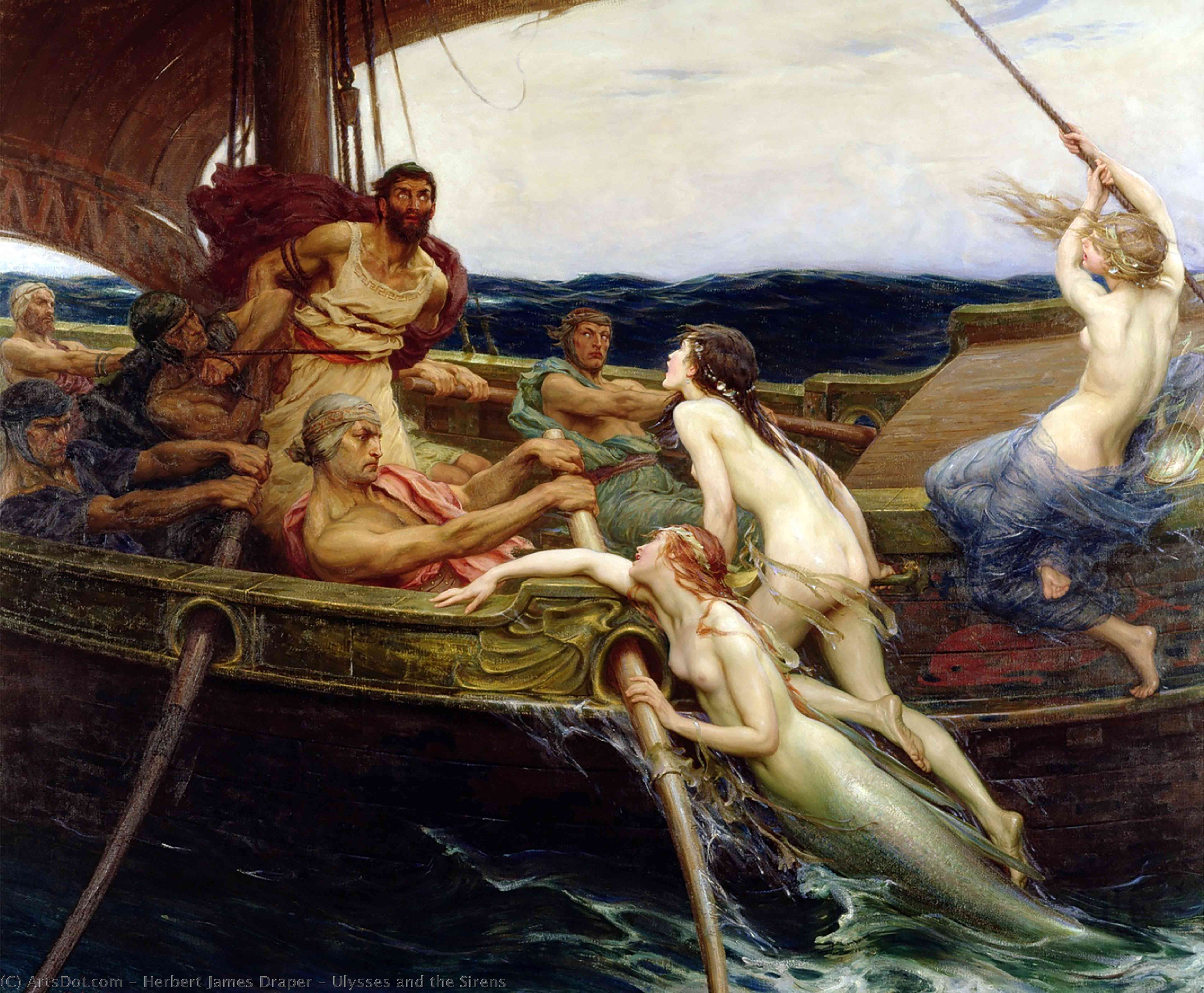 WikiOO.org - Enciklopedija dailės - Tapyba, meno kuriniai Herbert James Draper - Ulysses and the Sirens