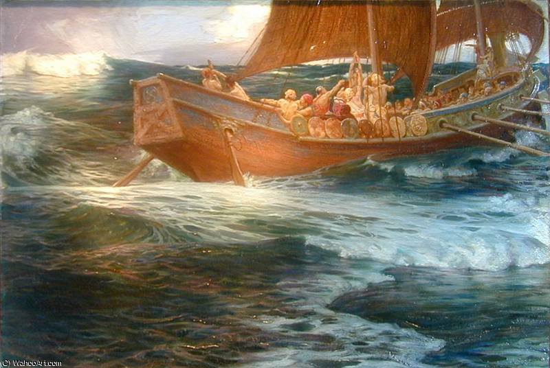WikiOO.org - 백과 사전 - 회화, 삽화 Herbert James Draper - Wrath of the Sea God
