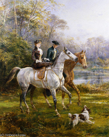 Wikioo.org – L'Encyclopédie des Beaux Arts - Peinture, Oeuvre de Heywood Hardy - A Ride dans le parc par Heywood Hardy