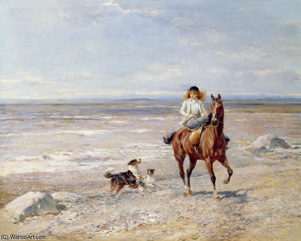 Wikioo.org - The Encyclopedia of Fine Arts - Painting, Artwork by Heywood Hardy - Pony Ride on the Beach