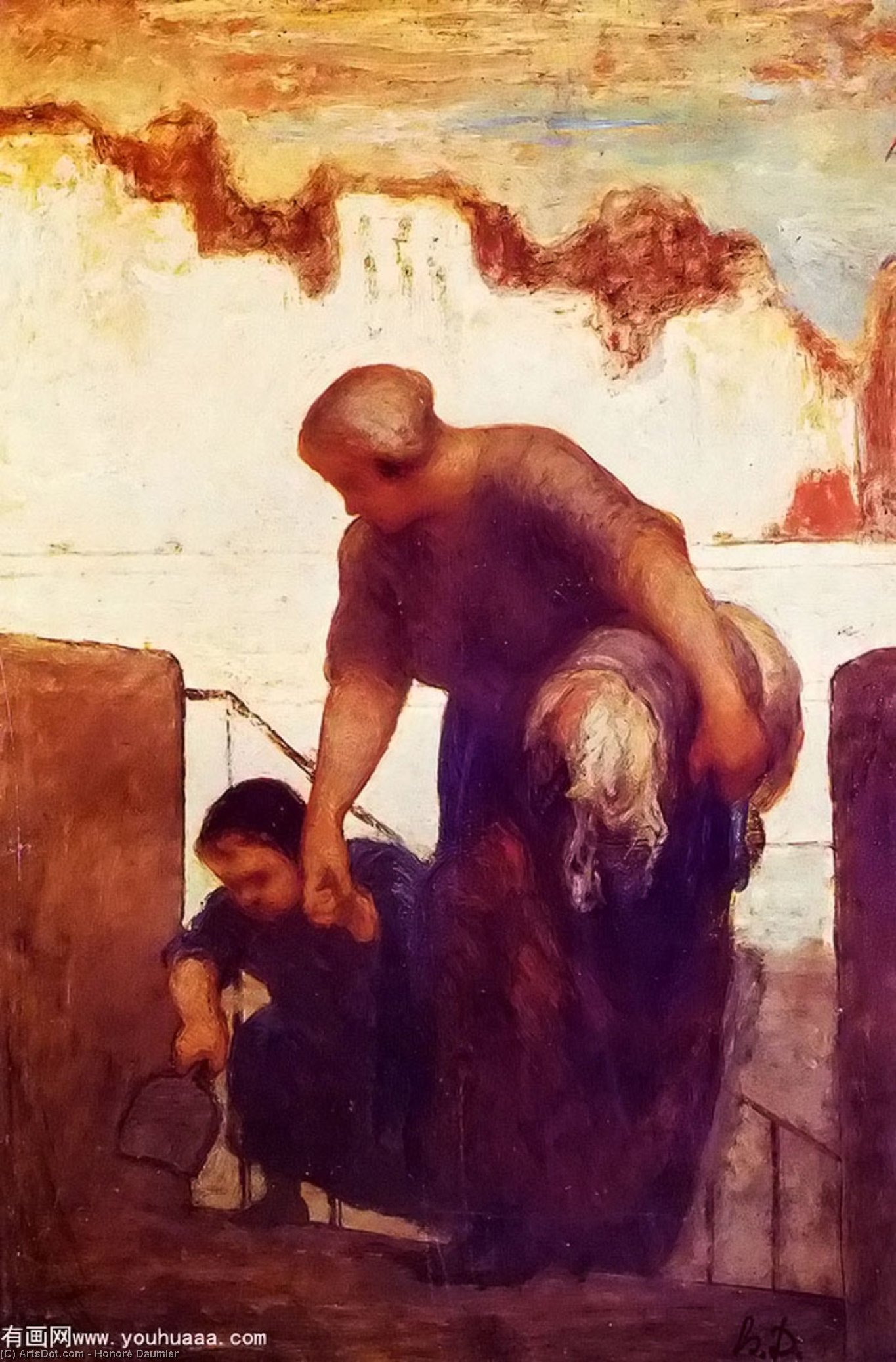 Wikioo.org - The Encyclopedia of Fine Arts - Painting, Artwork by Honoré Daumier - the laundress