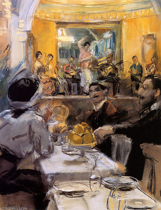 WikiOO.org - Enciclopedia of Fine Arts - Pictura, lucrări de artă Isaac Lazarus Israels - Cafe chantant group La Feria Sun