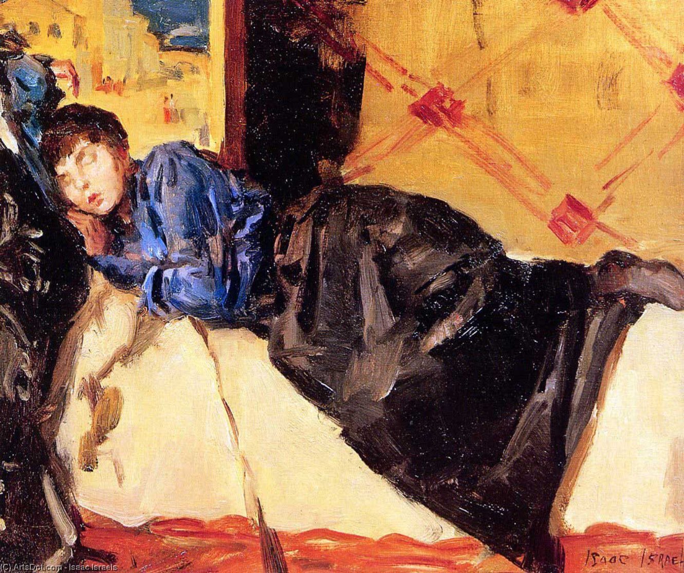 Wikioo.org - The Encyclopedia of Fine Arts - Painting, Artwork by Isaac Lazarus Israels - Sleeping woman Sun