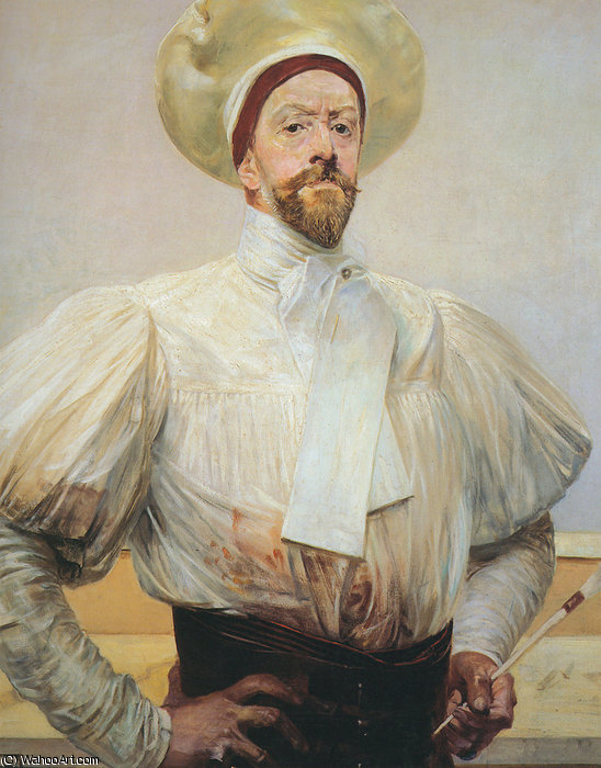 Wikioo.org - The Encyclopedia of Fine Arts - Painting, Artwork by Jacek Malczewski - Selfportrait in White Dress