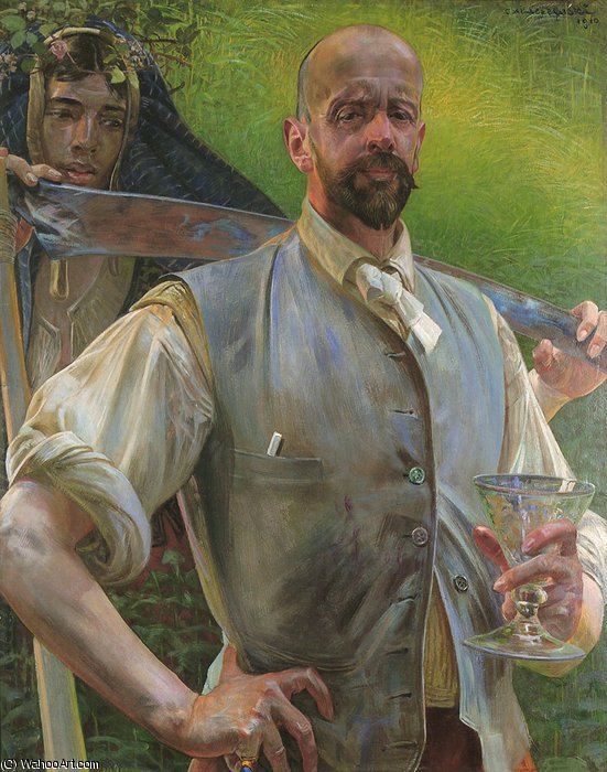 Wikioo.org - The Encyclopedia of Fine Arts - Painting, Artwork by Jacek Malczewski - Selfportrait with Death