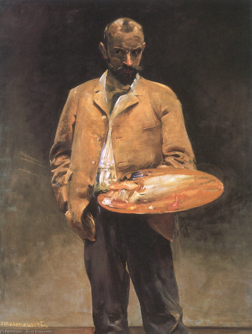 Wikioo.org - Bách khoa toàn thư về mỹ thuật - Vẽ tranh, Tác phẩm nghệ thuật Jacek Malczewski - selfportrait with palette