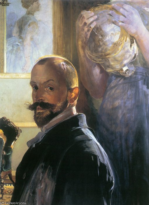 Wikioo.org - The Encyclopedia of Fine Arts - Painting, Artwork by Jacek Malczewski - selfportrait with skull