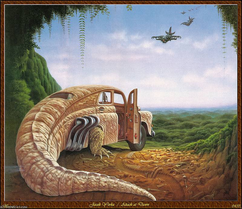 Wikioo.org - The Encyclopedia of Fine Arts - Painting, Artwork by Jacek Yerka - attack at dawn
