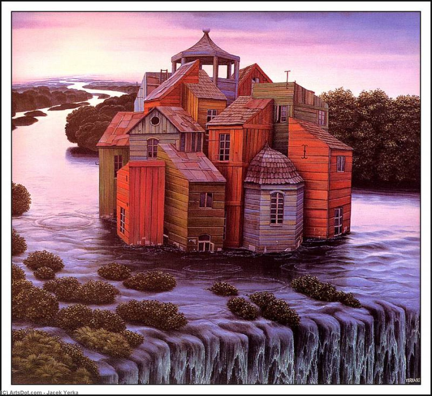 Wikioo.org - The Encyclopedia of Fine Arts - Painting, Artwork by Jacek Yerka - darkness falls on the river