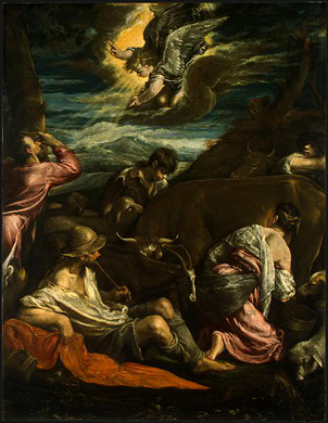 WikiOO.org - אנציקלופדיה לאמנויות יפות - ציור, יצירות אמנות Jacopo Bassano (Jacopo Da Ponte) - The Annunciation to the Shepherds )