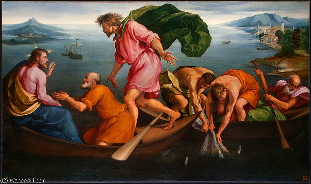 WikiOO.org - Encyclopedia of Fine Arts - Maleri, Artwork Jacopo Bassano (Jacopo Da Ponte) - The Miraculous Draught of Fishes