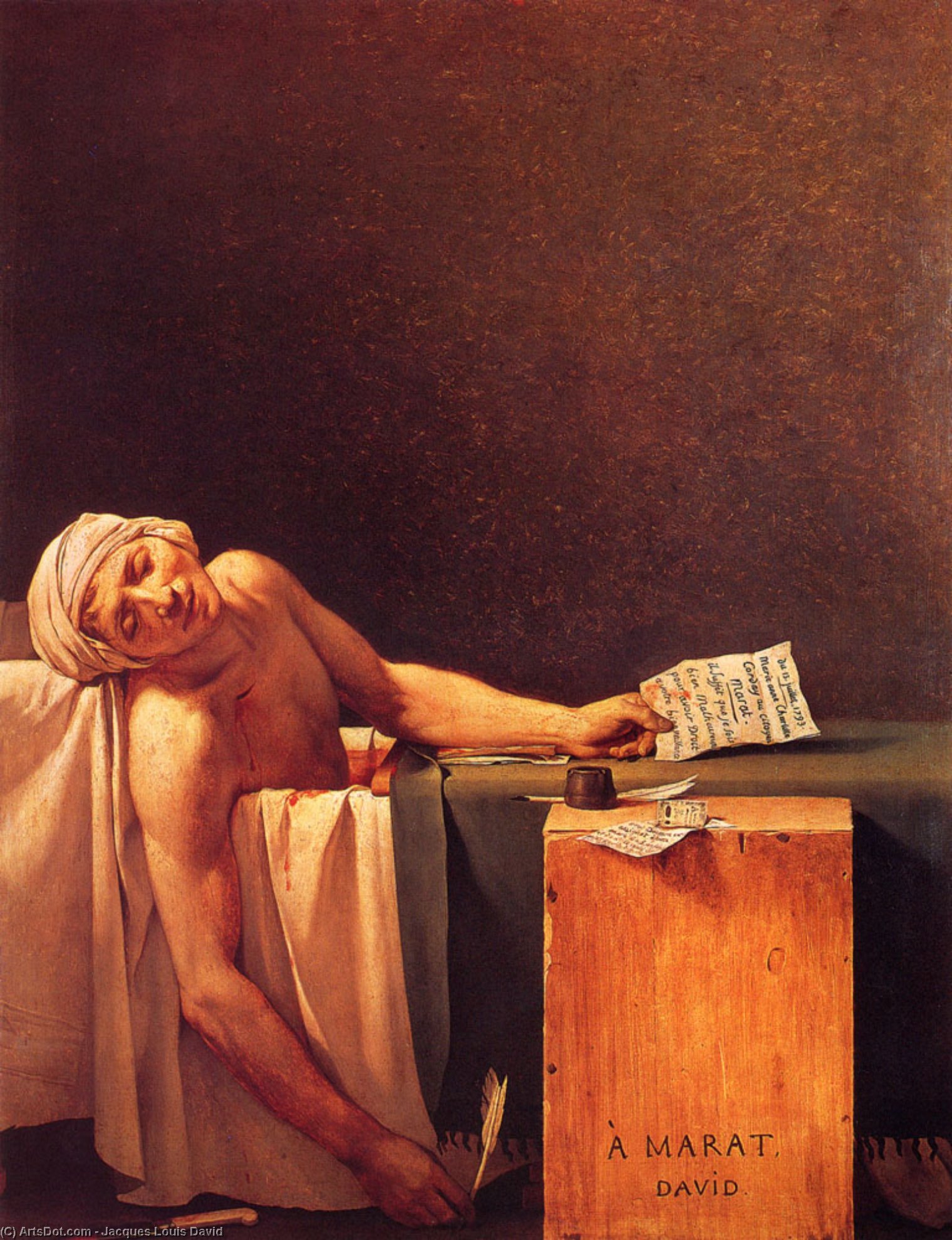 Wikioo.org - The Encyclopedia of Fine Arts - Painting, Artwork by Jacques Louis David - the death of marat