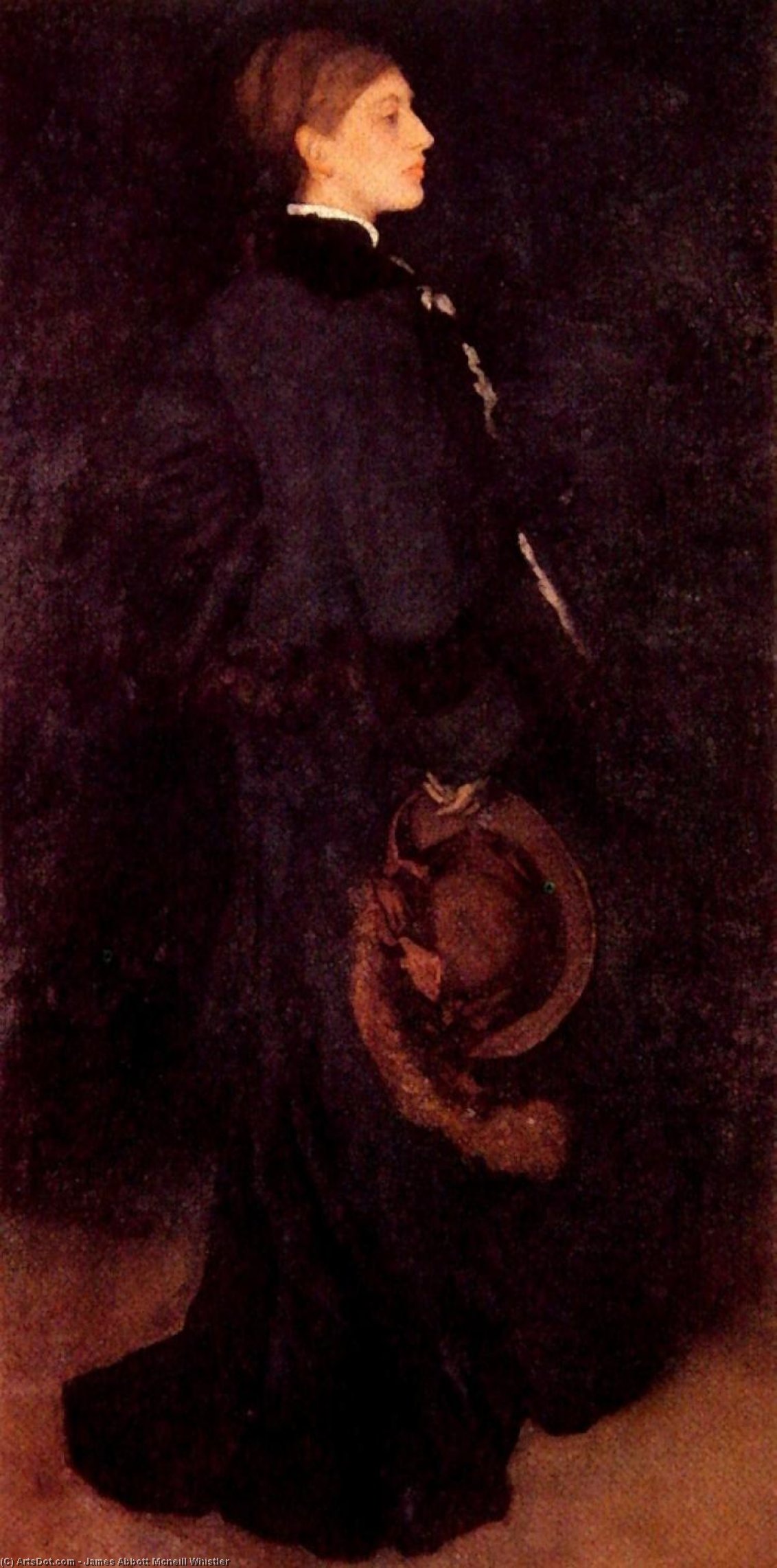 Wikioo.org - The Encyclopedia of Fine Arts - Painting, Artwork by James Abbott Mcneill Whistler - Arrangement in Brown and Black - Portrait of Miss Rosa Corder