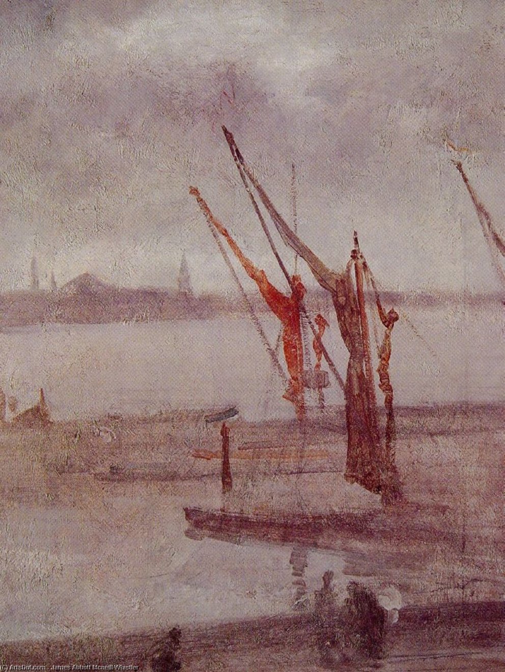 Wikioo.org - The Encyclopedia of Fine Arts - Painting, Artwork by James Abbott Mcneill Whistler - Chelsea Wharf Grey and Silver