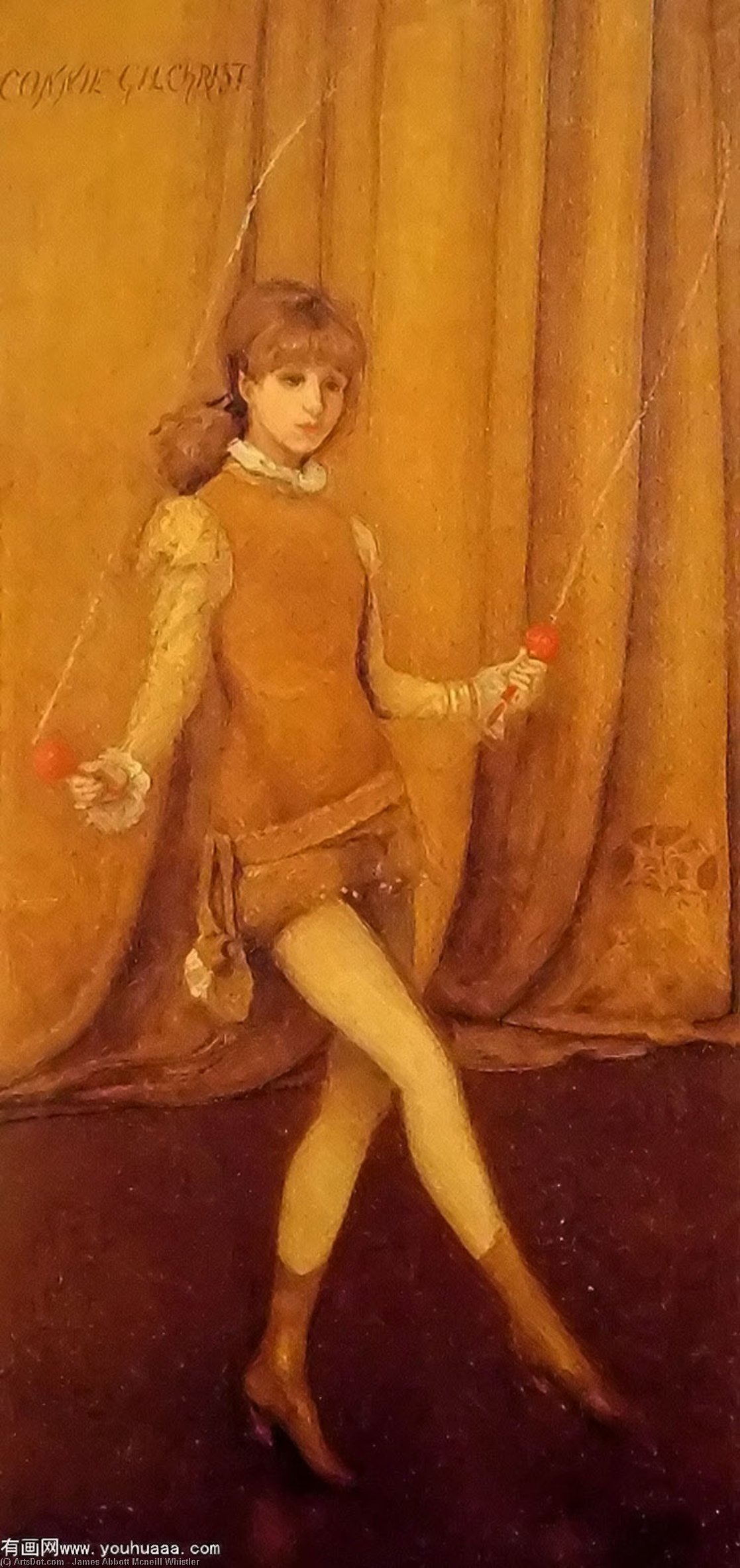 Wikioo.org - Bách khoa toàn thư về mỹ thuật - Vẽ tranh, Tác phẩm nghệ thuật James Abbott Mcneill Whistler - Harmony in Yellow and Gold The Gold Girl Connie Gilchrist