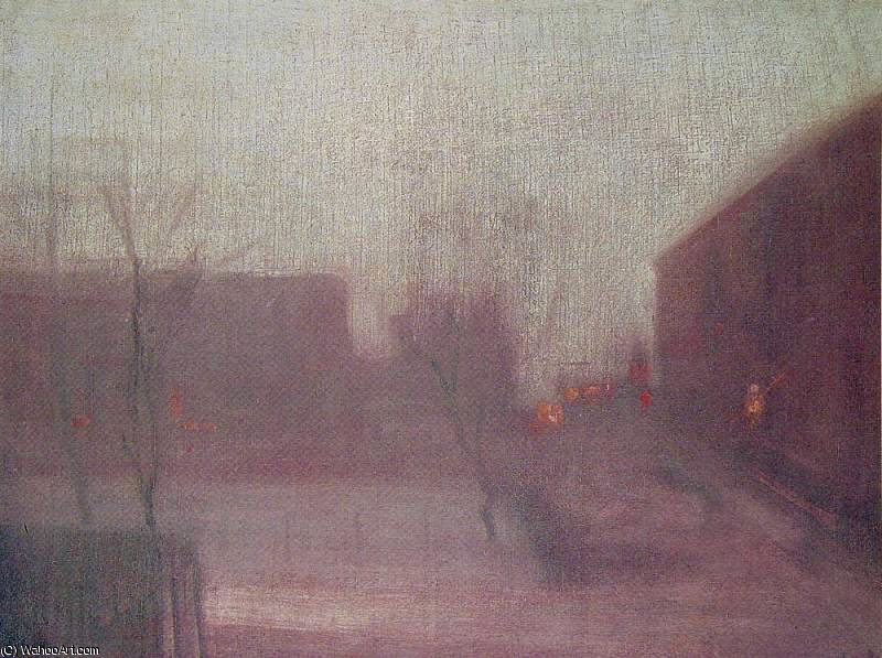 Wikioo.org - The Encyclopedia of Fine Arts - Painting, Artwork by James Abbott Mcneill Whistler - nocturne trafalgar square chelsea snow