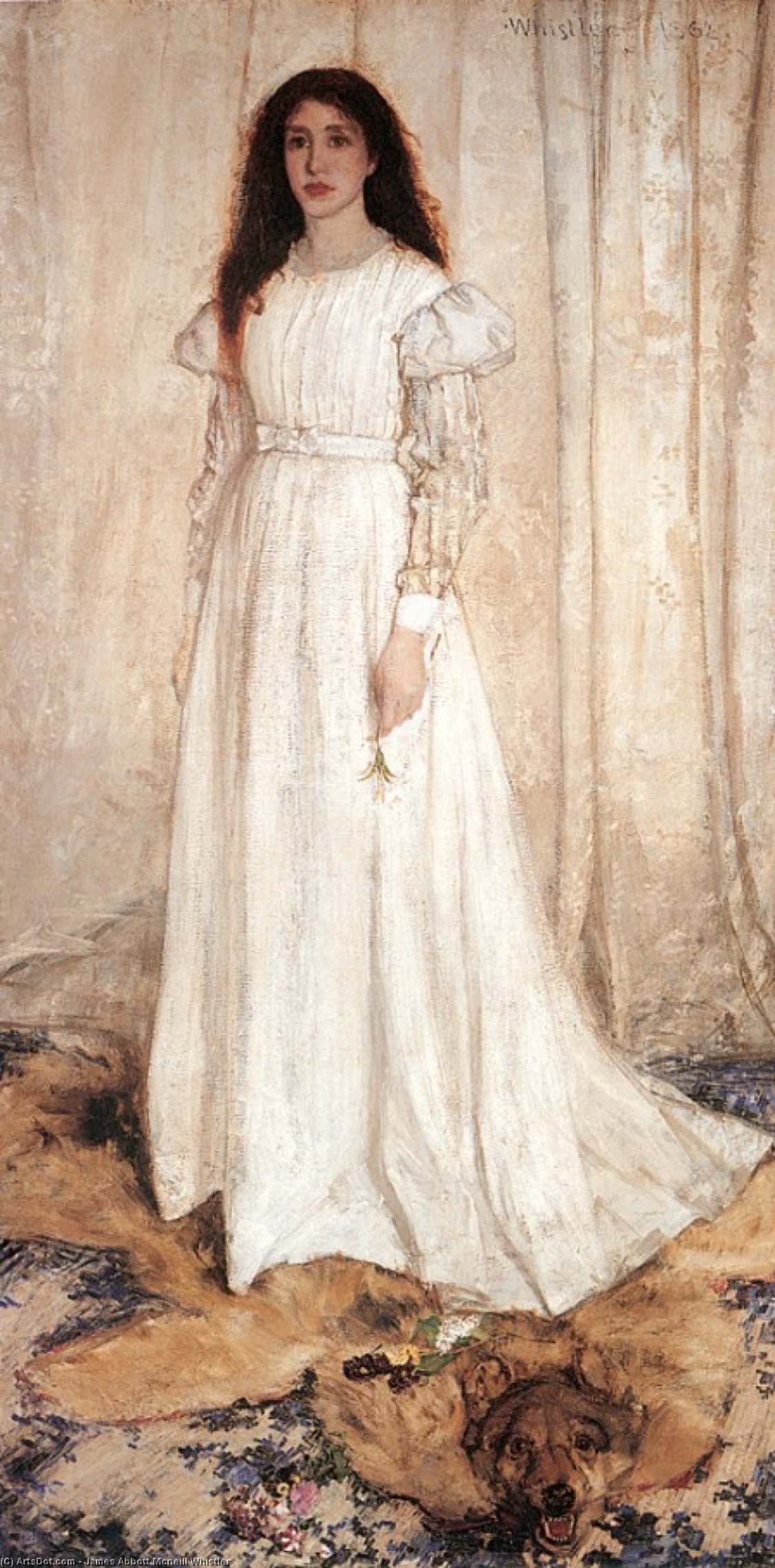 Wikioo.org - The Encyclopedia of Fine Arts - Painting, Artwork by James Abbott Mcneill Whistler - Symphony in White No1 The White Girl