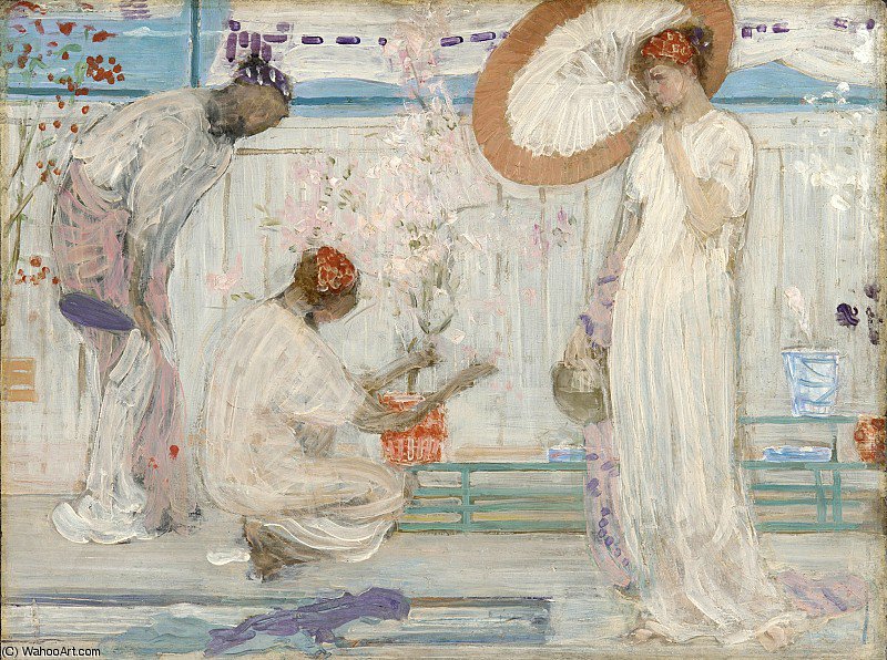 Wikioo.org - The Encyclopedia of Fine Arts - Painting, Artwork by James Abbott Mcneill Whistler - the white symphony three girls