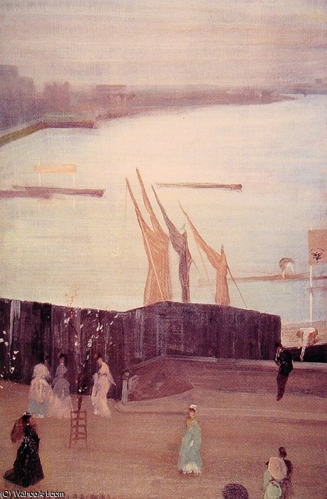 WikiOO.org - Encyclopedia of Fine Arts - Maalaus, taideteos James Abbott Mcneill Whistler - Variations in Pink And Grey Chelsea