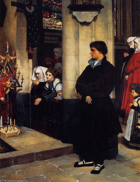 Wikioo.org - The Encyclopedia of Fine Arts - Painting, Artwork by James Jacques Joseph Tissot - During the Service (Martin Luther's Doubts)